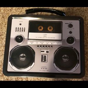Retro-inspired audio tape lunch box